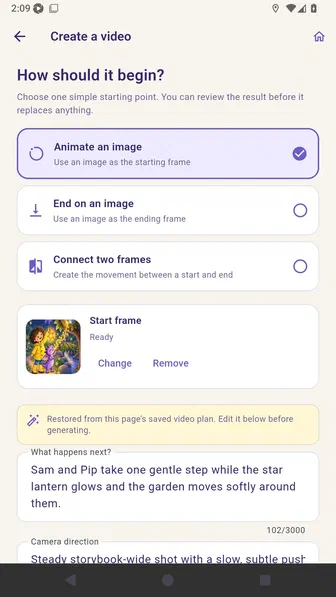Animate an image mode using page one artwork as the opening frame